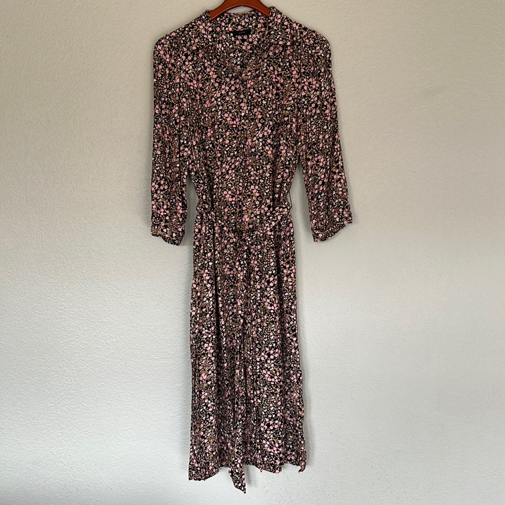 J. Crew Tie Waist Shirt Dress Fall Garden Floral Dress Size 12